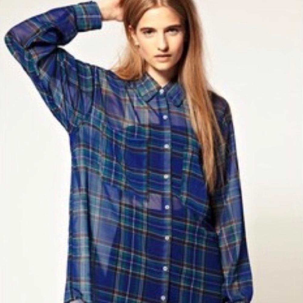 American Apparel Plaid Chiffon Shirt